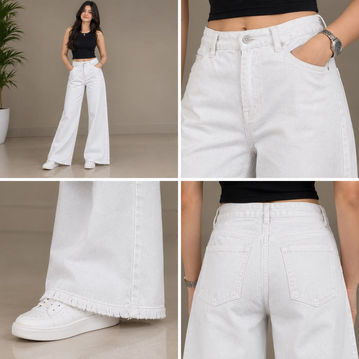 ladies flapper white jeans