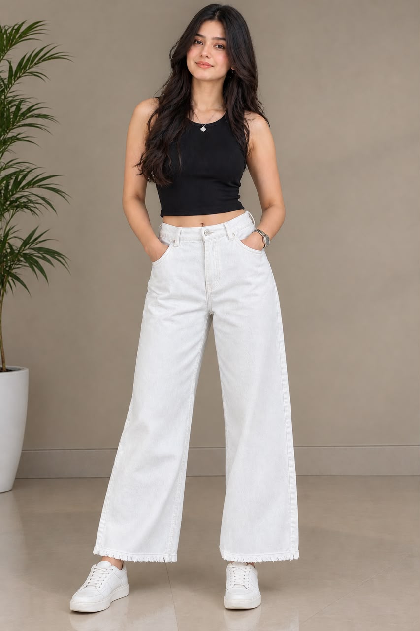 ladies flapper white jeans